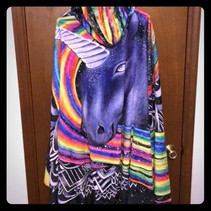 Hooded rainbow unicorn blanket